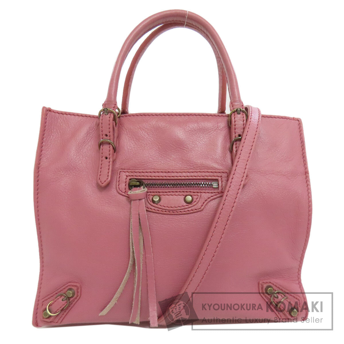 BALENCIAGA バレンシアガ 305572 ペーパーバッグ ミニ 2WAY ハンドバッグ カーフ レディース 中古