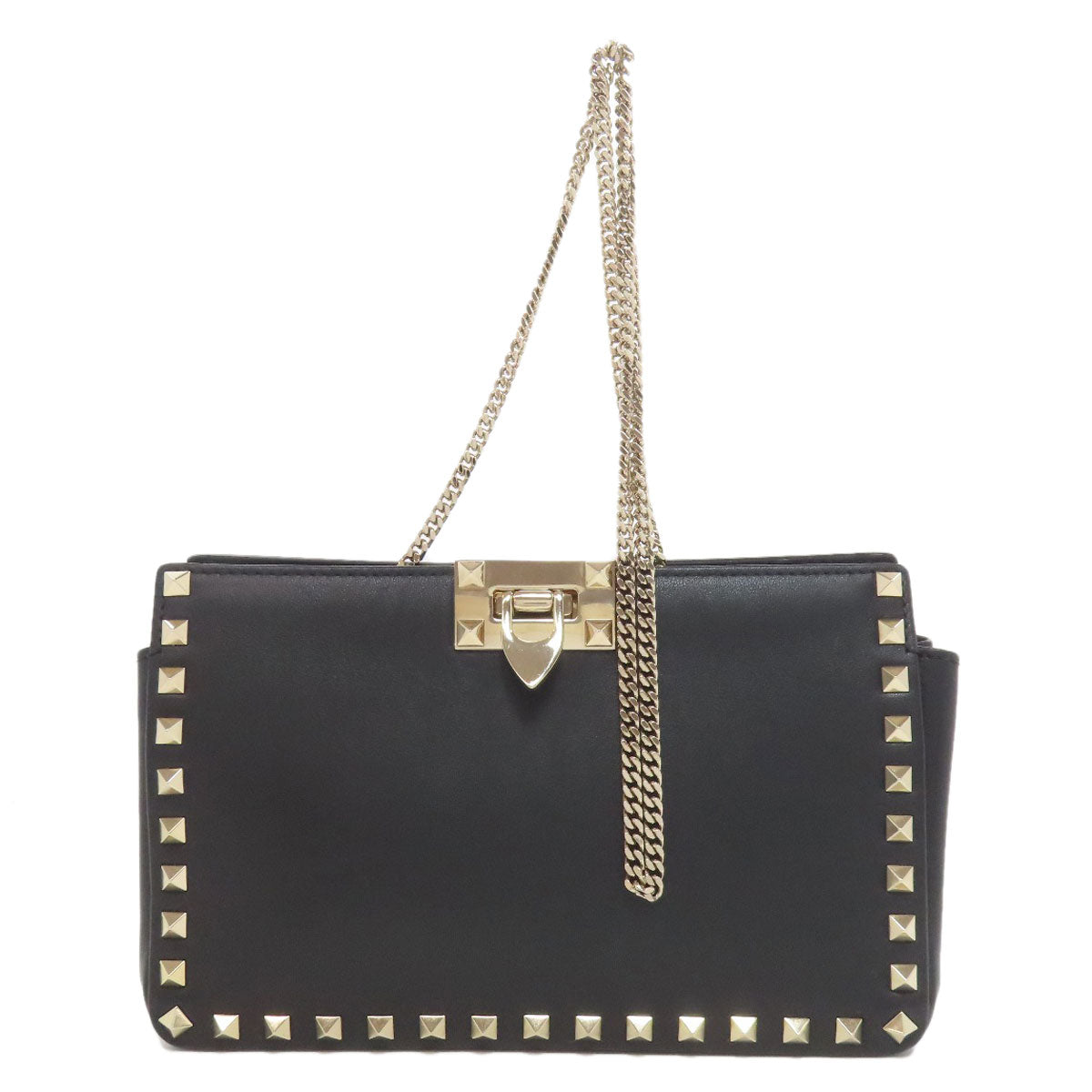 VALENTINO ヴァレンティノ スタッズ ショルダーバッグ レザー レディース 中古
