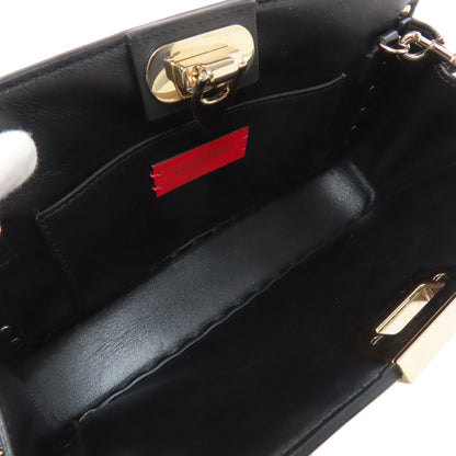 VALENTINO ヴァレンティノ スタッズ ショルダーバッグ レザー レディース 中古