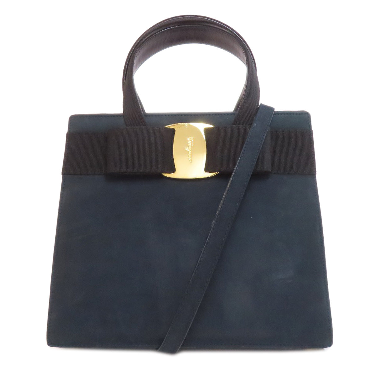 Salvatore Ferragamo サルヴァトーレフェラガモ ヴァラリボン 2WAY ハンドバッグ スウェード レディース 中古