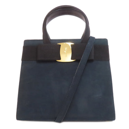 Salvatore Ferragamo サルヴァトーレフェラガモ ヴァラリボン 2WAY ハンドバッグ スウェード レディース 中古
