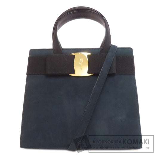 Salvatore Ferragamo サルヴァトーレフェラガモ ヴァラリボン 2WAY ハンドバッグ スウェード レディース 中古