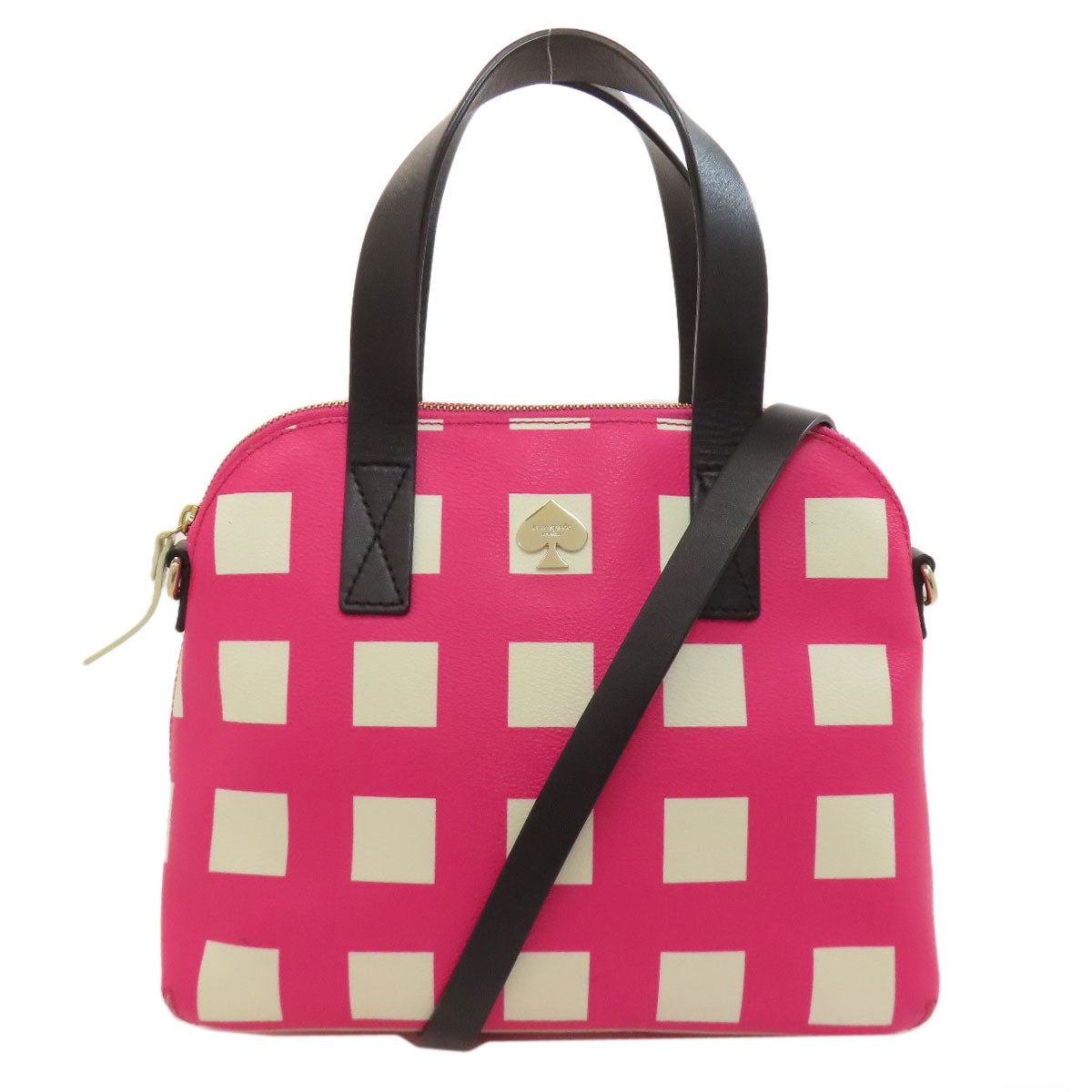 kate spade ケイトスペード チェック柄 2WAY トートバッグ PVC レディース 中古