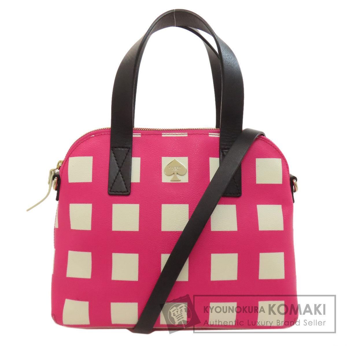 kate spade ケイトスペード チェック柄 2WAY トートバッグ PVC レディース 中古