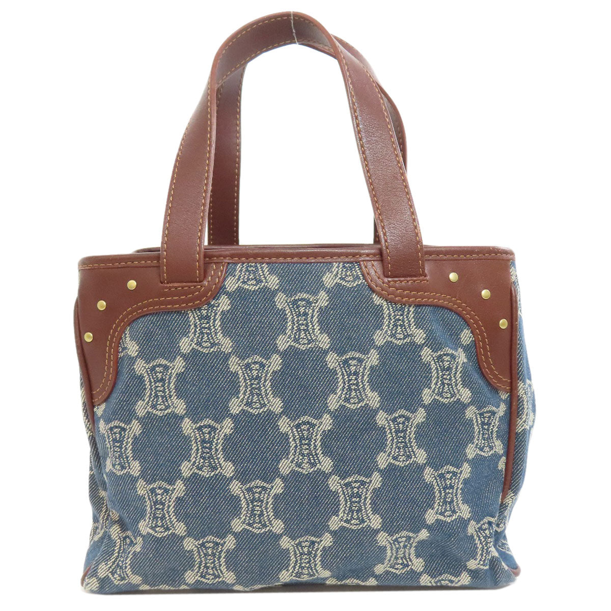 CELINE セリーヌ マカダム柄 ハンドバッグ デニム レディース 中古
