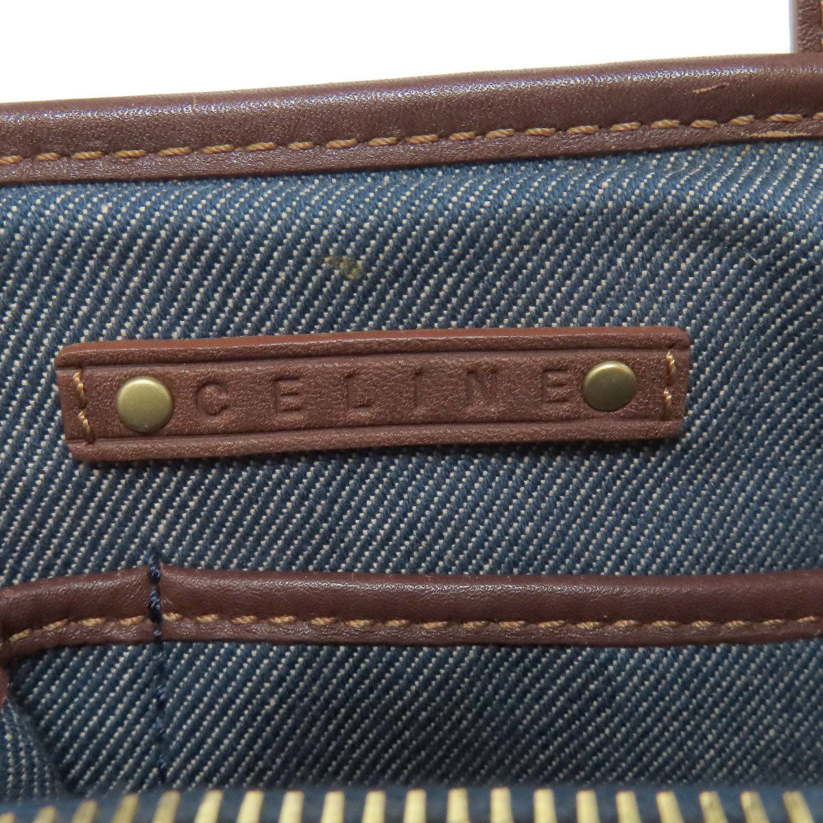 CELINE セリーヌ マカダム柄 ハンドバッグ デニム レディース 中古