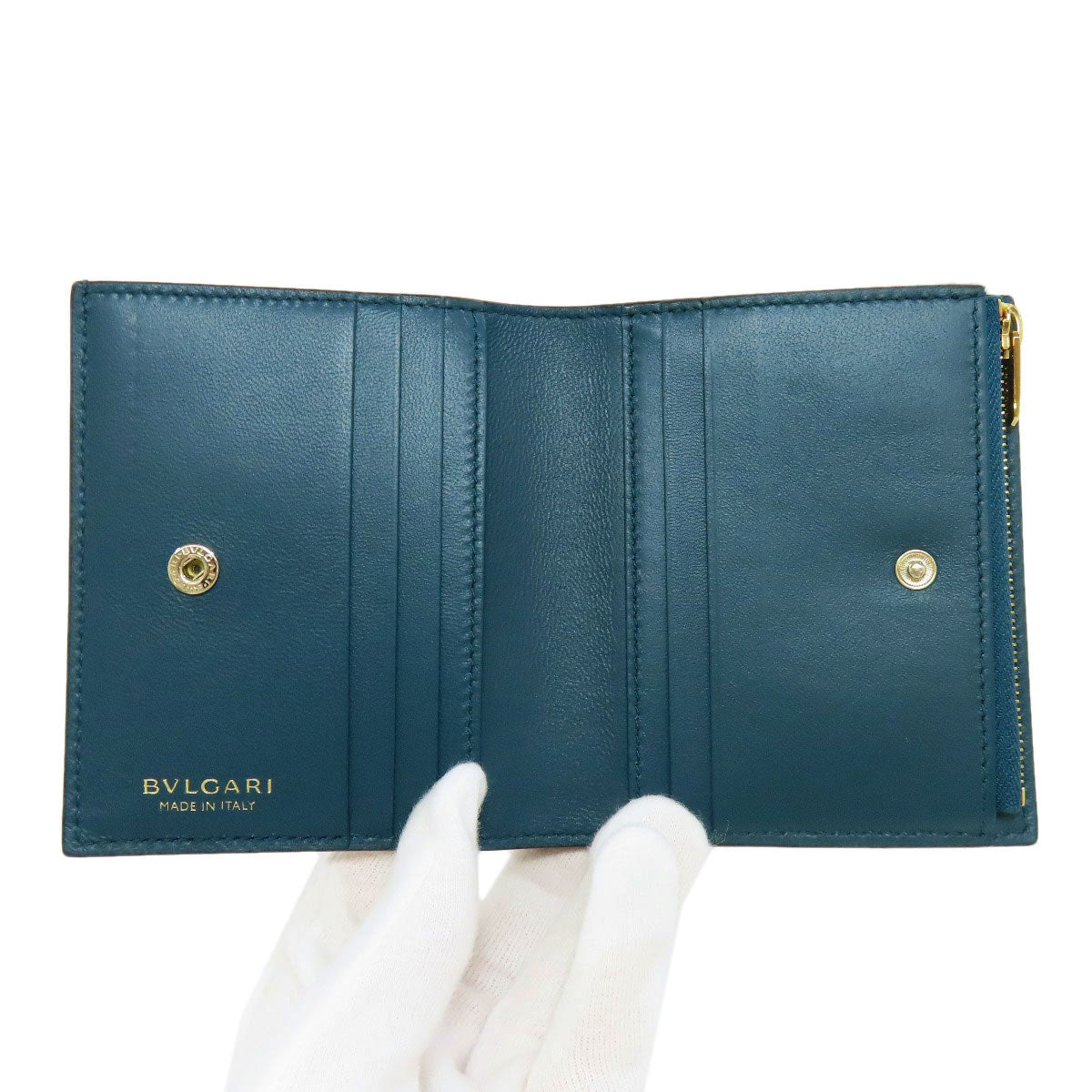 BVLGARI ブルガリ インフィニートゥム コンパクトウォレット 二つ折り財布（小銭入れあり） カーフ レディース 中古