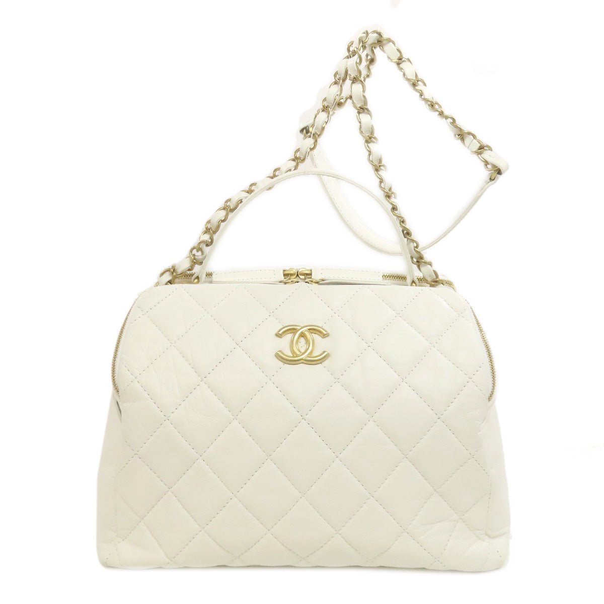 CHANEL シャネル マトラッセ ゴールド金具 2WAY ショルダーバッグ カーフ レディース 中古