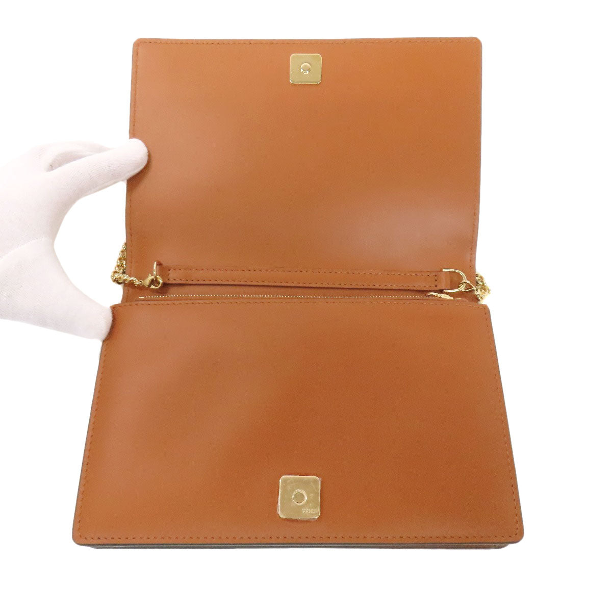 FENDI フェンディ チェーンショルダー ショルダーバッグ カーフ レディース 中古