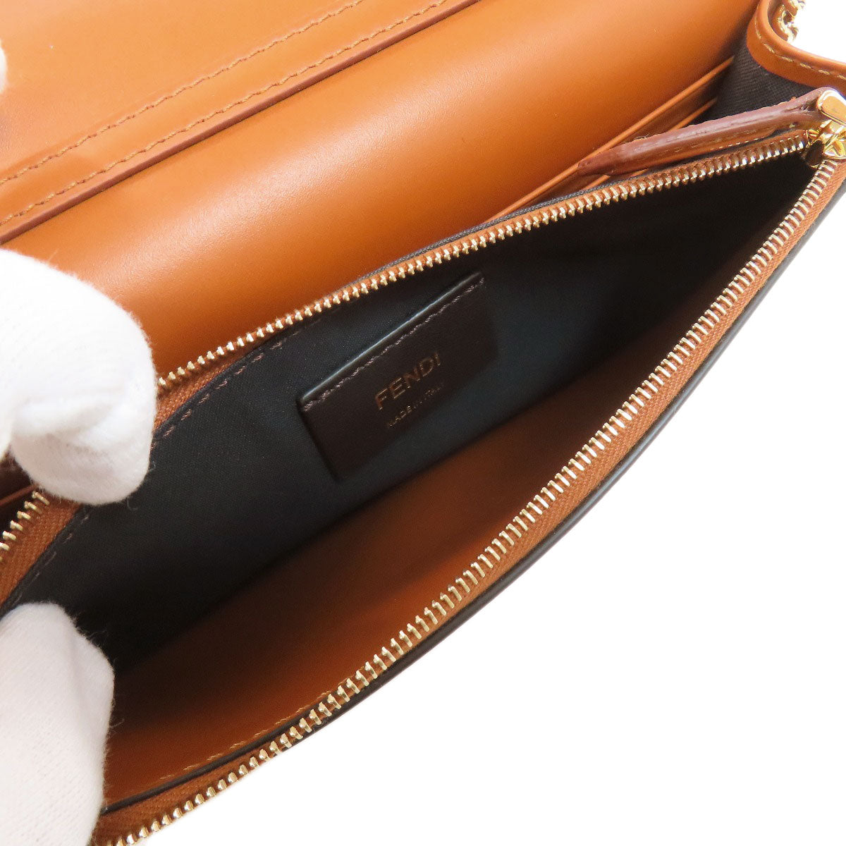 FENDI フェンディ チェーンショルダー ショルダーバッグ カーフ レディース 中古