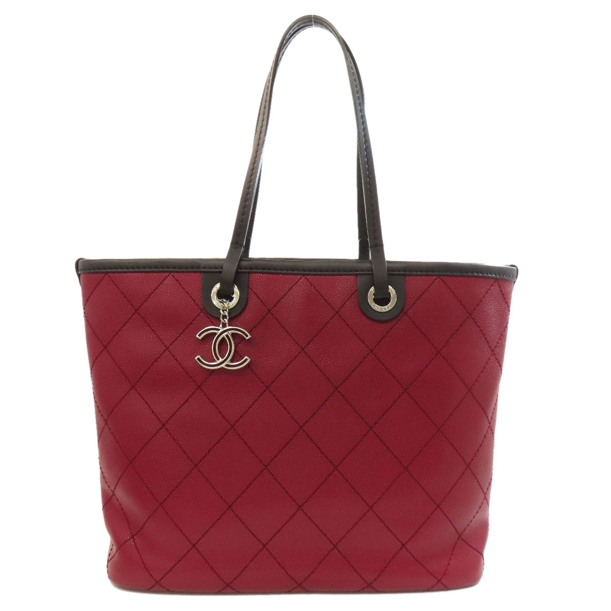 CHANEL シャネル オンザロード シルバー金具 トートバッグ グレインド カーフスキン レディース 中古