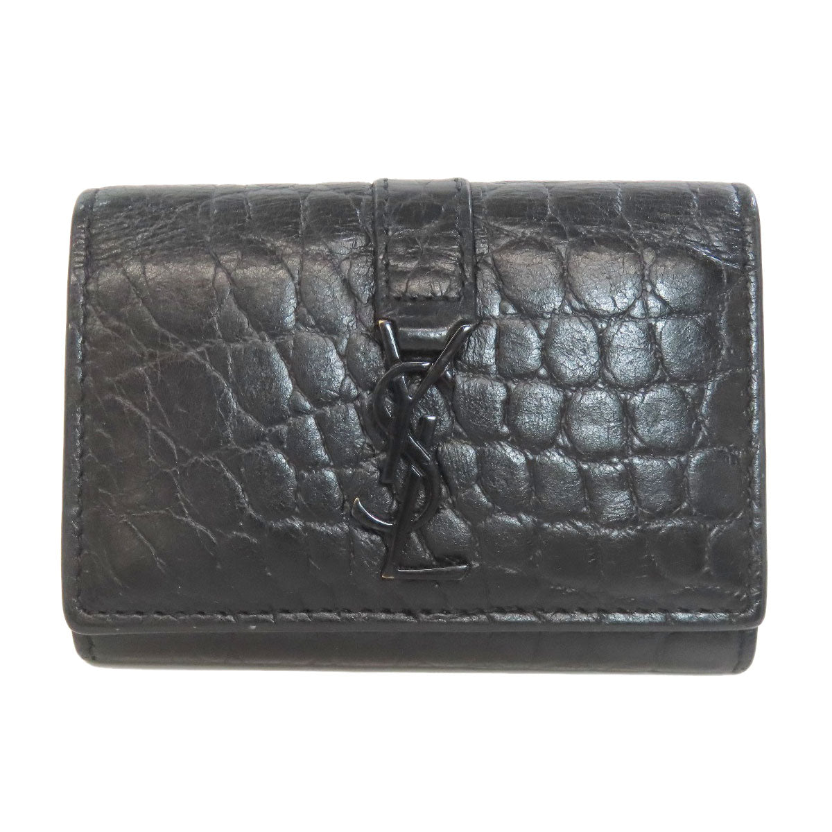 SAINT LAURENT サンローラン 型押し キーケース レザー レディース 中古