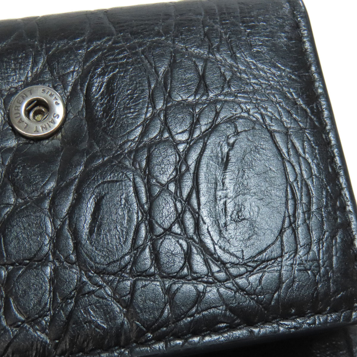 SAINT LAURENT サンローラン 型押し キーケース レザー レディース 中古