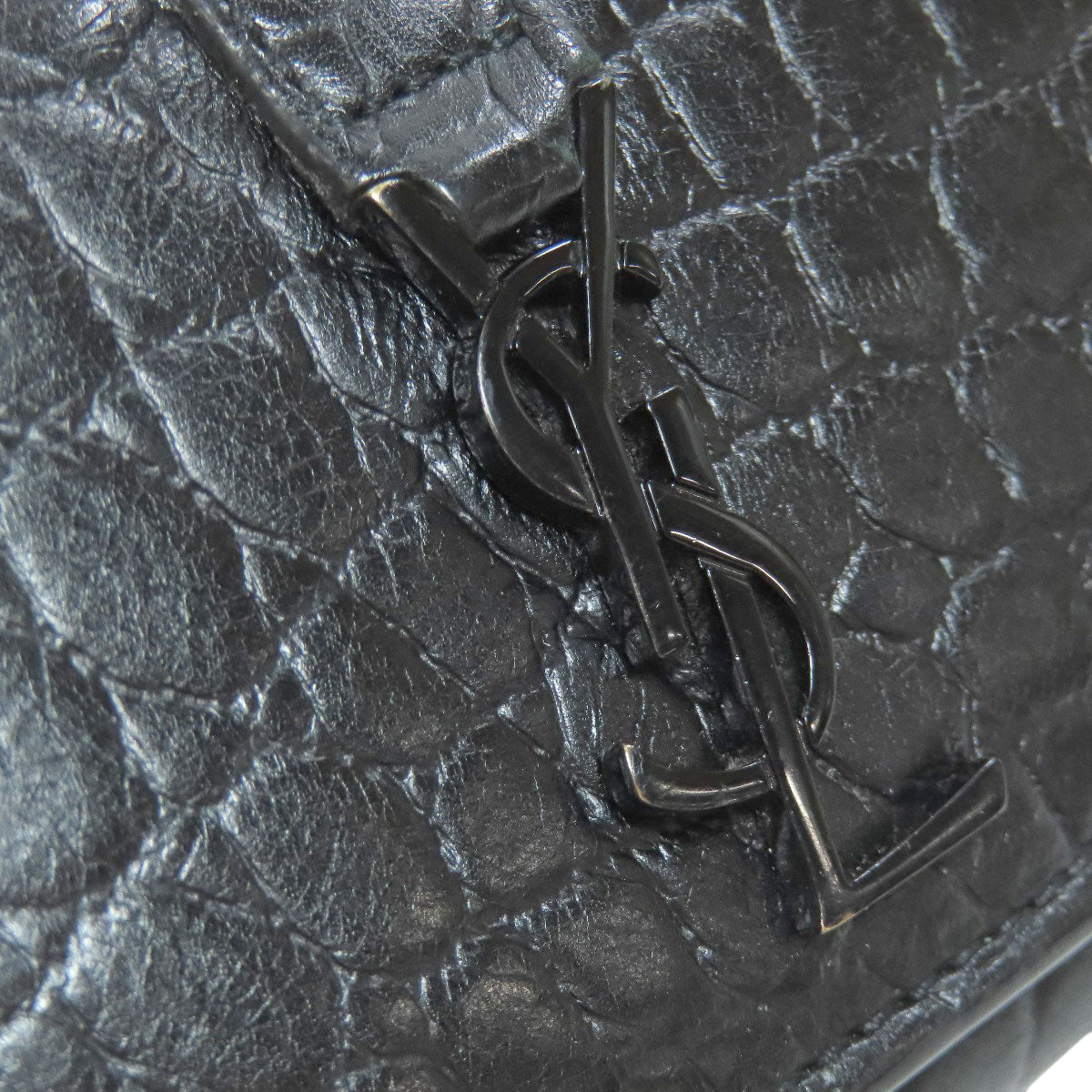 SAINT LAURENT サンローラン 型押し キーケース レザー レディース 中古