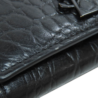 SAINT LAURENT サンローラン 型押し キーケース レザー レディース 中古