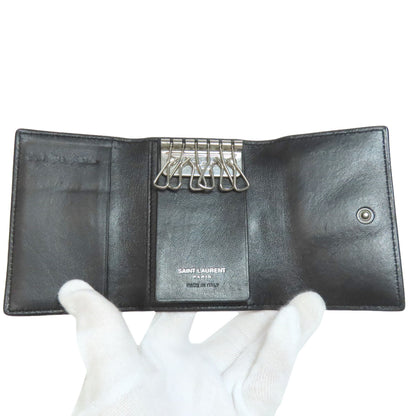 SAINT LAURENT サンローラン 型押し キーケース レザー レディース 中古