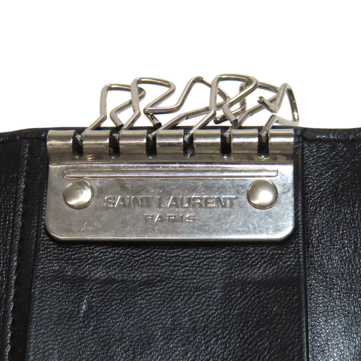 SAINT LAURENT サンローラン 型押し キーケース レザー レディース 中古