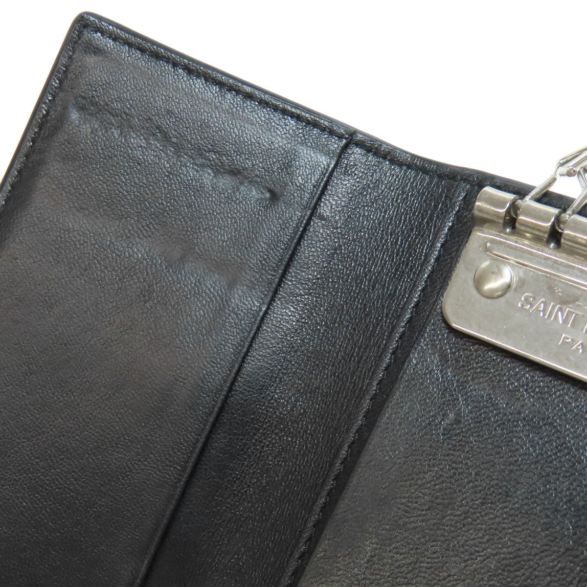 SAINT LAURENT サンローラン 型押し キーケース レザー レディース 中古