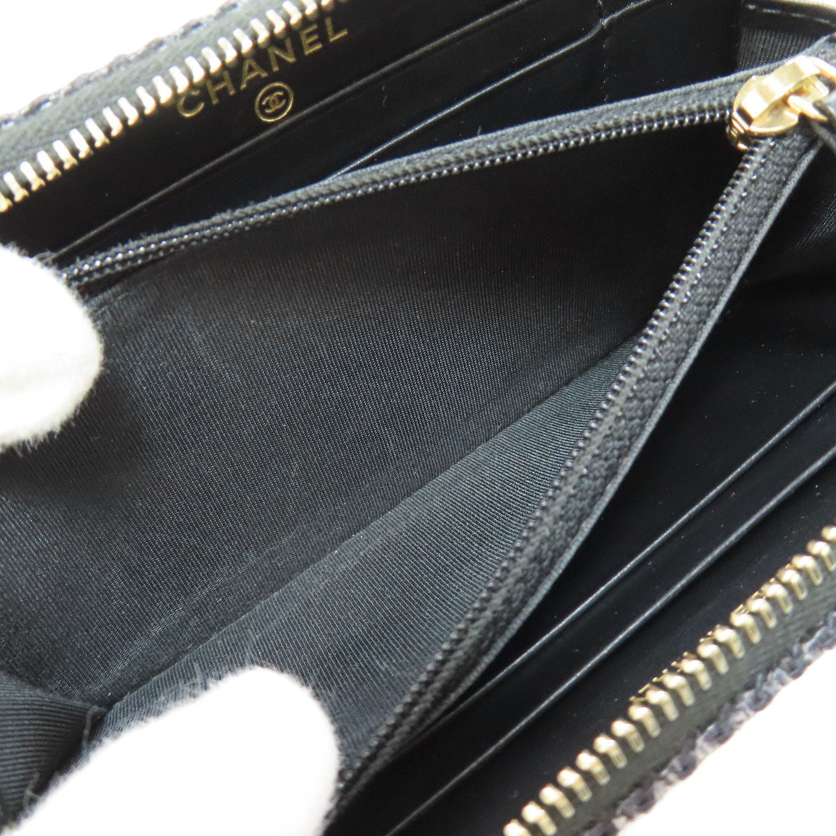 CHANEL シャネル ドーヴィル スモールジップウォレット 長財布（小銭入れあり） キャンバス レディース 中古
