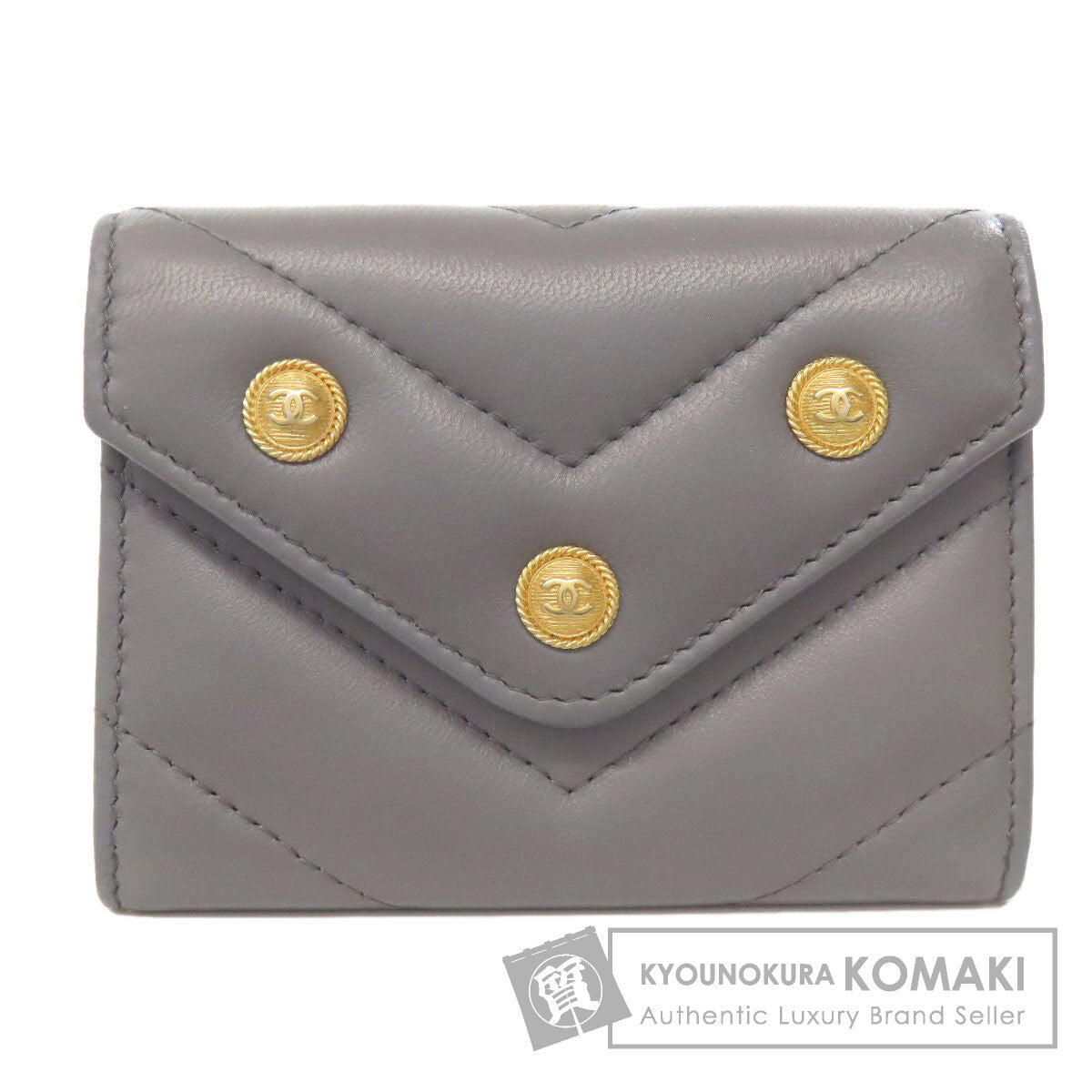 CHANEL シャネル ココマーク Vステッチ ゴールド金具 コインケース ラムスキン レディース 中古