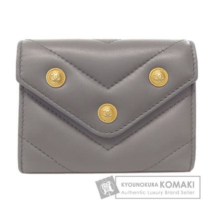 CHANEL シャネル ココマーク Vステッチ ゴールド金具 コインケース ラムスキン レディース 中古