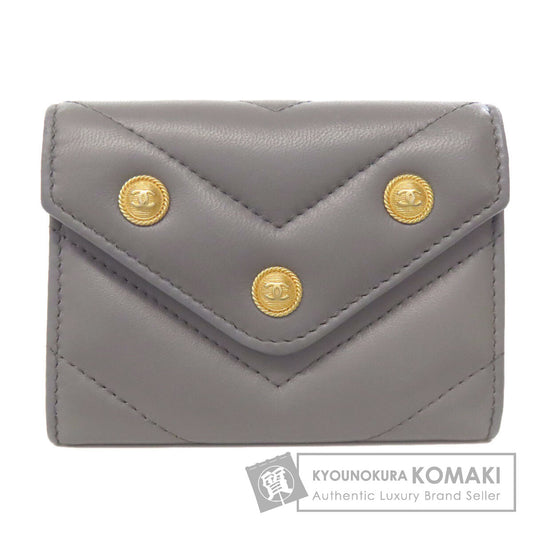 CHANEL シャネル ココマーク Vステッチ ゴールド金具 コインケース ラムスキン レディース 中古