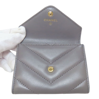 CHANEL シャネル ココマーク Vステッチ ゴールド金具 コインケース ラムスキン レディース 中古