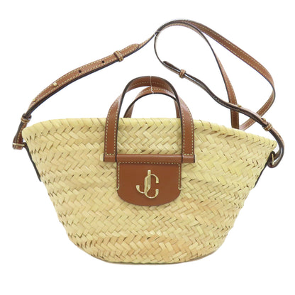 Jimmy Choo ジミーチュウ カゴバッグ 2WAY ハンドバッグ ラフィア レディース 中古