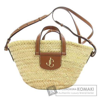 Jimmy Choo ジミーチュウ カゴバッグ 2WAY ハンドバッグ ラフィア レディース 中古