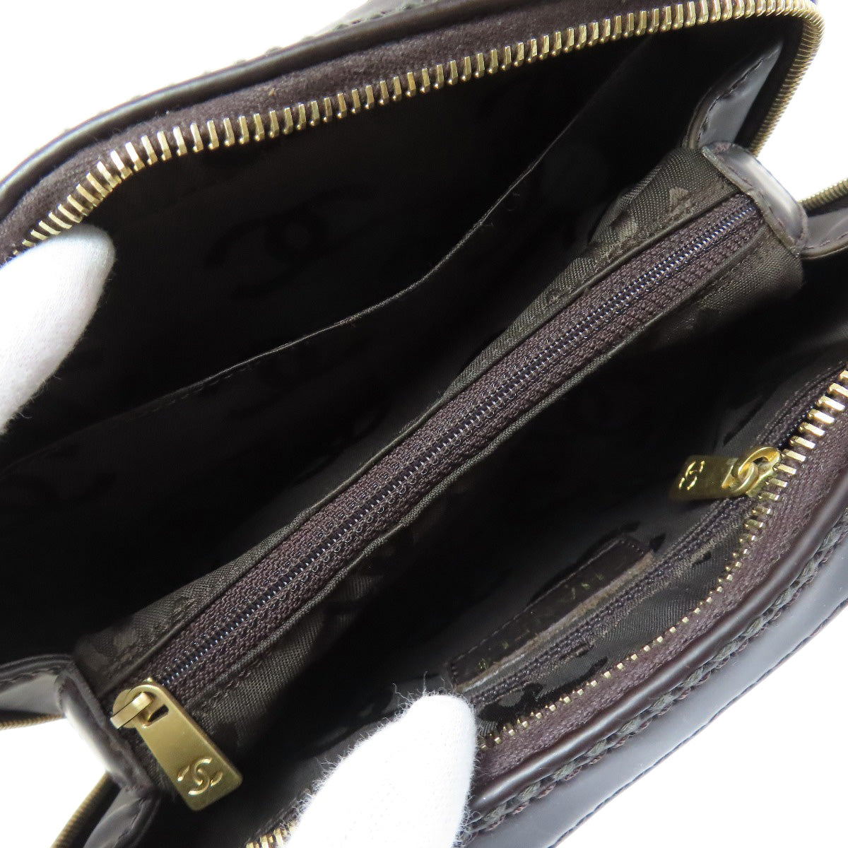CHANEL シャネル ココマーク ワイルドステッチ ゴールド金具 ハンドバッグ カーフ レディース 中古
