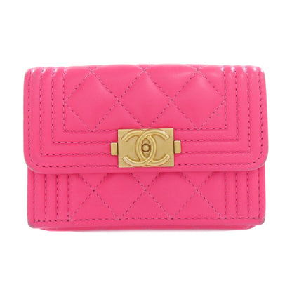 CHANEL シャネル 三つ折り ボーイ シャネル ゴールド金具 二つ折り財布（小銭入れあり） カーフ レディース 中古