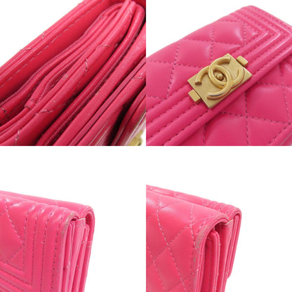CHANEL シャネル 三つ折り ボーイ シャネル ゴールド金具 二つ折り財布（小銭入れあり） カーフ レディース 中古