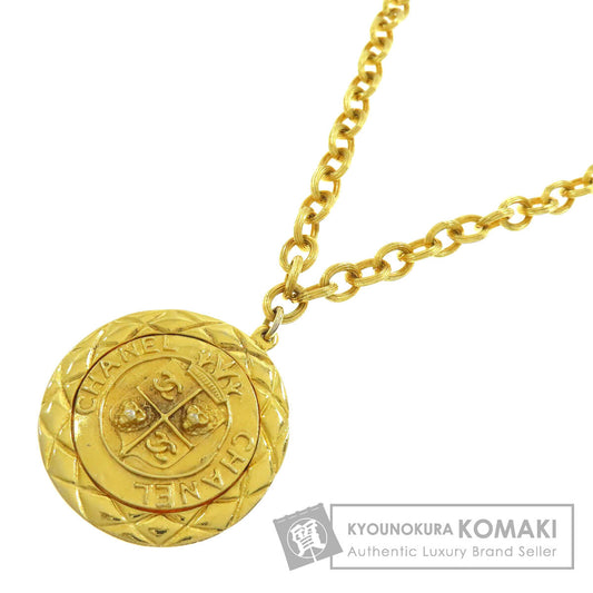 CHANEL シャネル レリーフ マトラッセ フレームラウンド リバーシブル ペンダント ネックレス レディース 中古