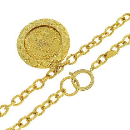 CHANEL シャネル レリーフ マトラッセ フレームラウンド リバーシブル ペンダント ネックレス レディース 中古