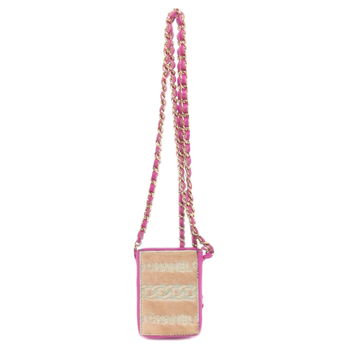 CHANEL シャネル チェーンショルダーポーチ アクセサリーポーチ ハラコ レディース 中古