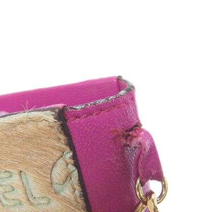 CHANEL シャネル チェーンショルダーポーチ アクセサリーポーチ ハラコ レディース 中古