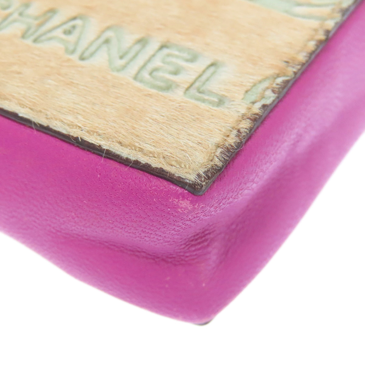CHANEL シャネル チェーンショルダーポーチ アクセサリーポーチ ハラコ レディース 中古