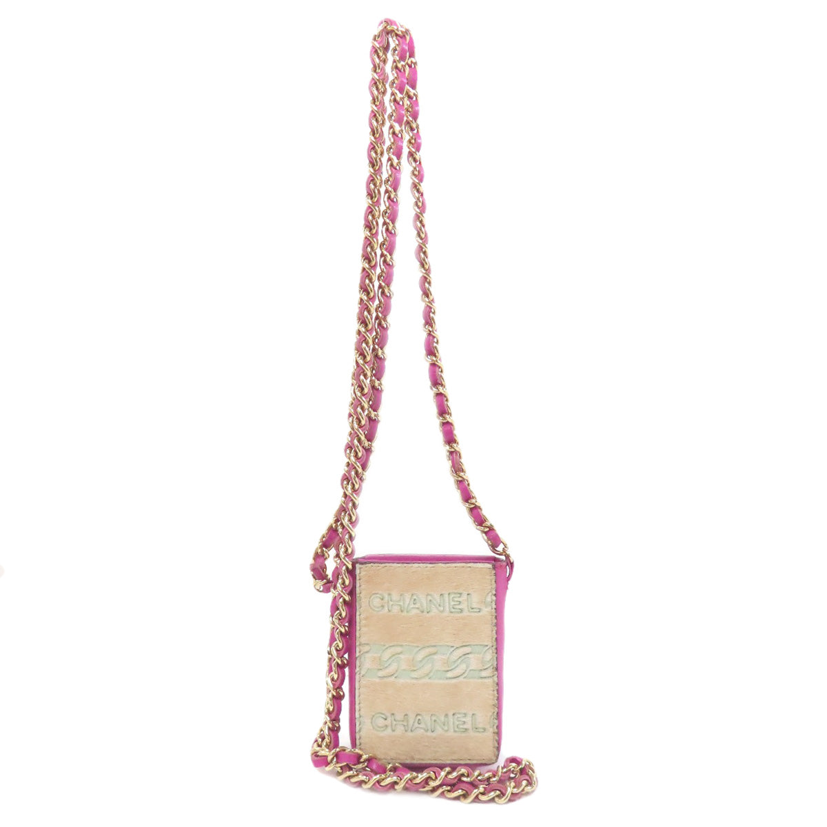CHANEL シャネル チェーンショルダーポーチ アクセサリーポーチ ハラコ レディース 中古
