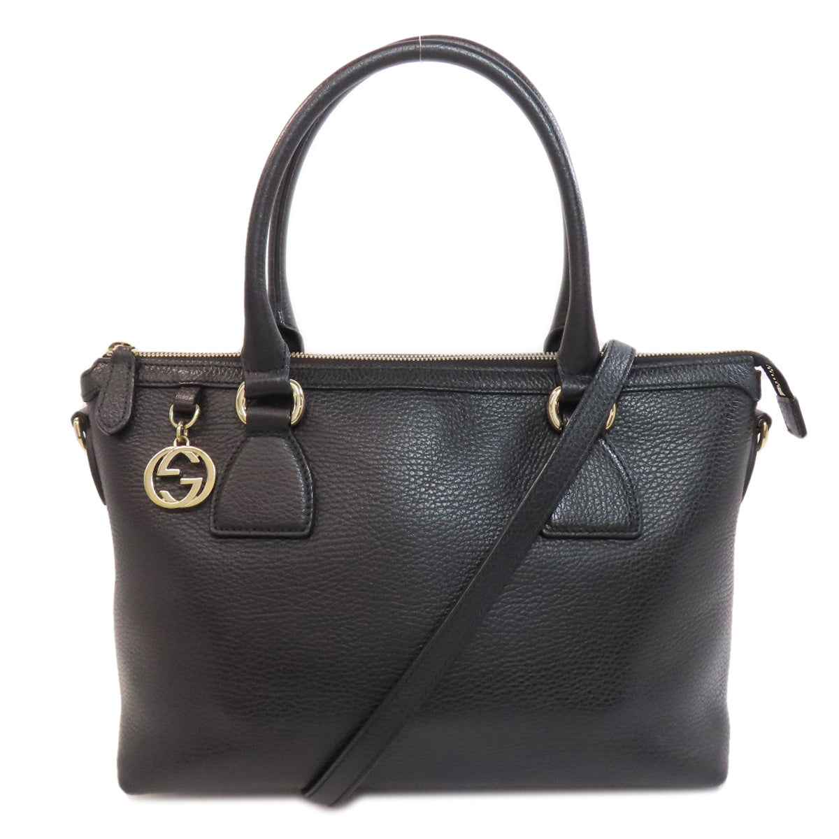 GUCCI グッチ 449659 アウトレット インターロッキングGチャーム ハンドバッグ レザー レディース 中古