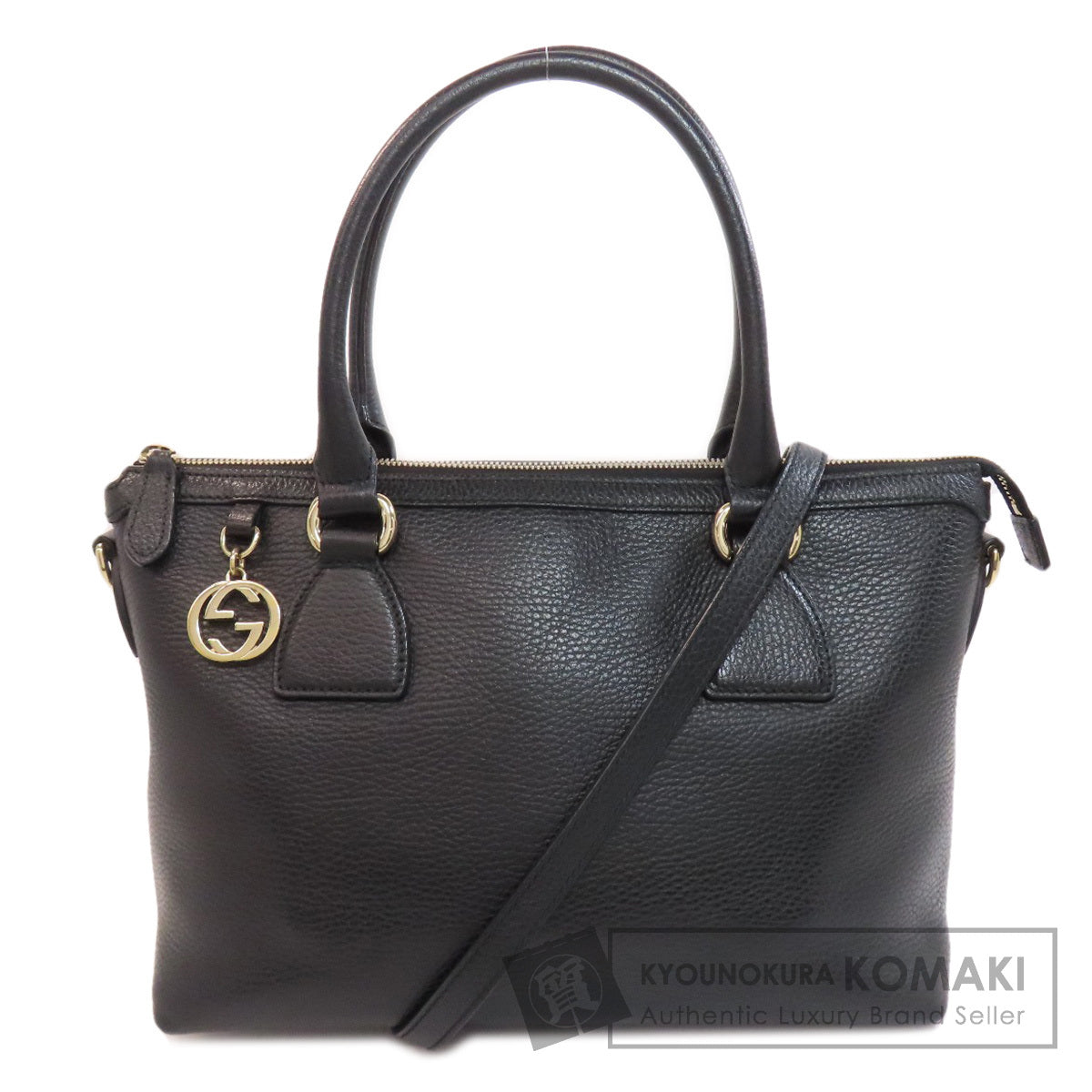 GUCCI グッチ 449659 アウトレット インターロッキングGチャーム ハンドバッグ レザー レディース 中古
