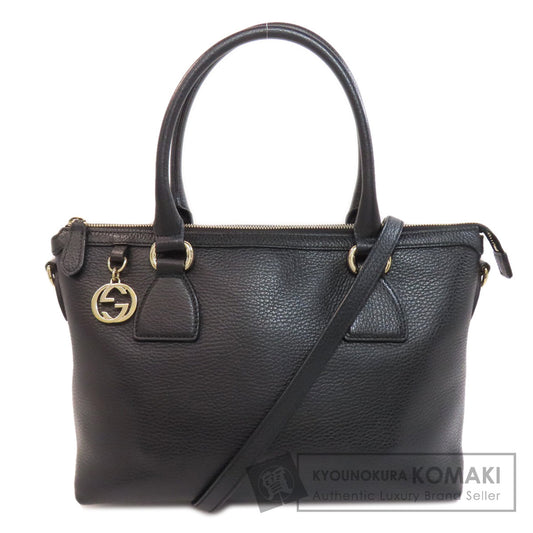 GUCCI グッチ 449659 アウトレット インターロッキングGチャーム ハンドバッグ レザー レディース 中古