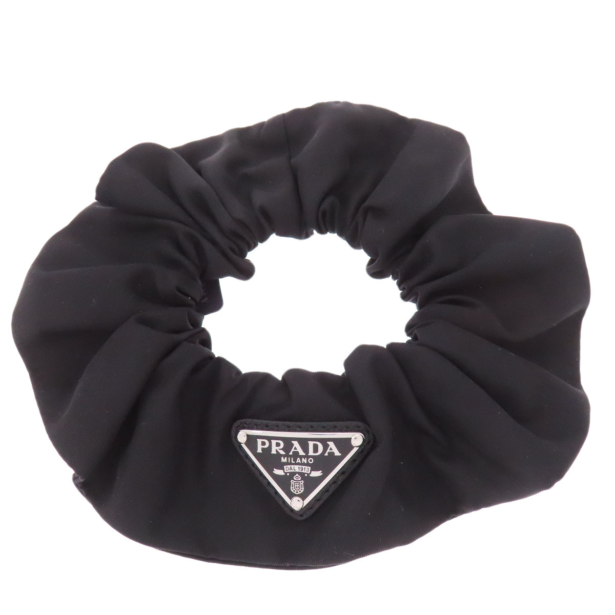 PRADA プラダ シュシュ ロゴ金具 ヘアアクセサリー ナイロン レディース 中古