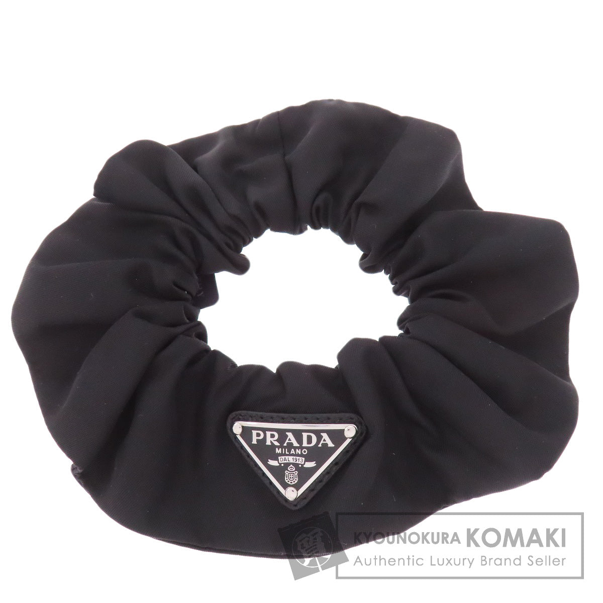 PRADA プラダ シュシュ ロゴ金具 ヘアアクセサリー ナイロン レディース 中古