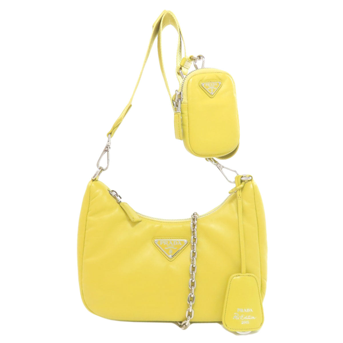 PRADA プラダ ロゴ金具 ショルダーバッグ カーフ レディース 中古