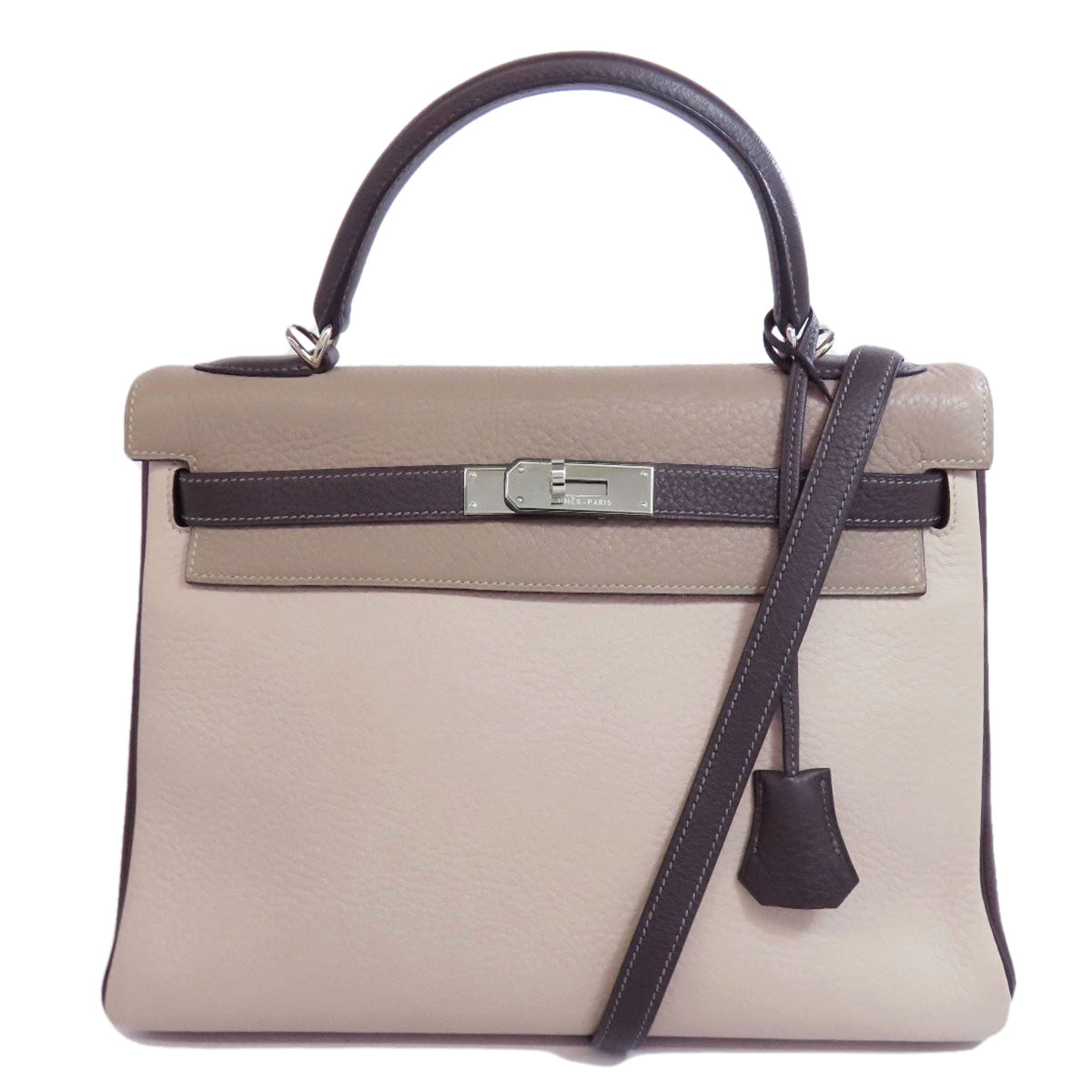 HERMES エルメス ケリー32 内縫い トリコロール シルバー金具 ハンドバッグ トリヨン レディース 中古
