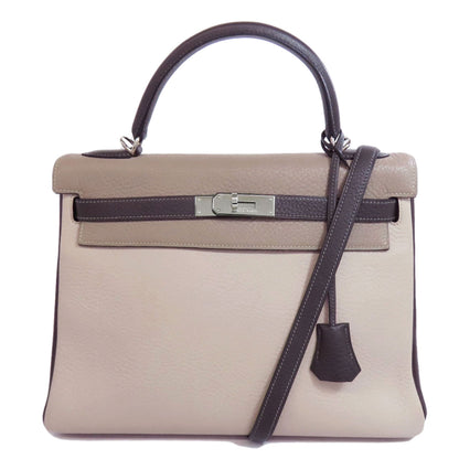 HERMES エルメス ケリー32 内縫い トリコロール シルバー金具 ハンドバッグ トリヨン レディース 中古