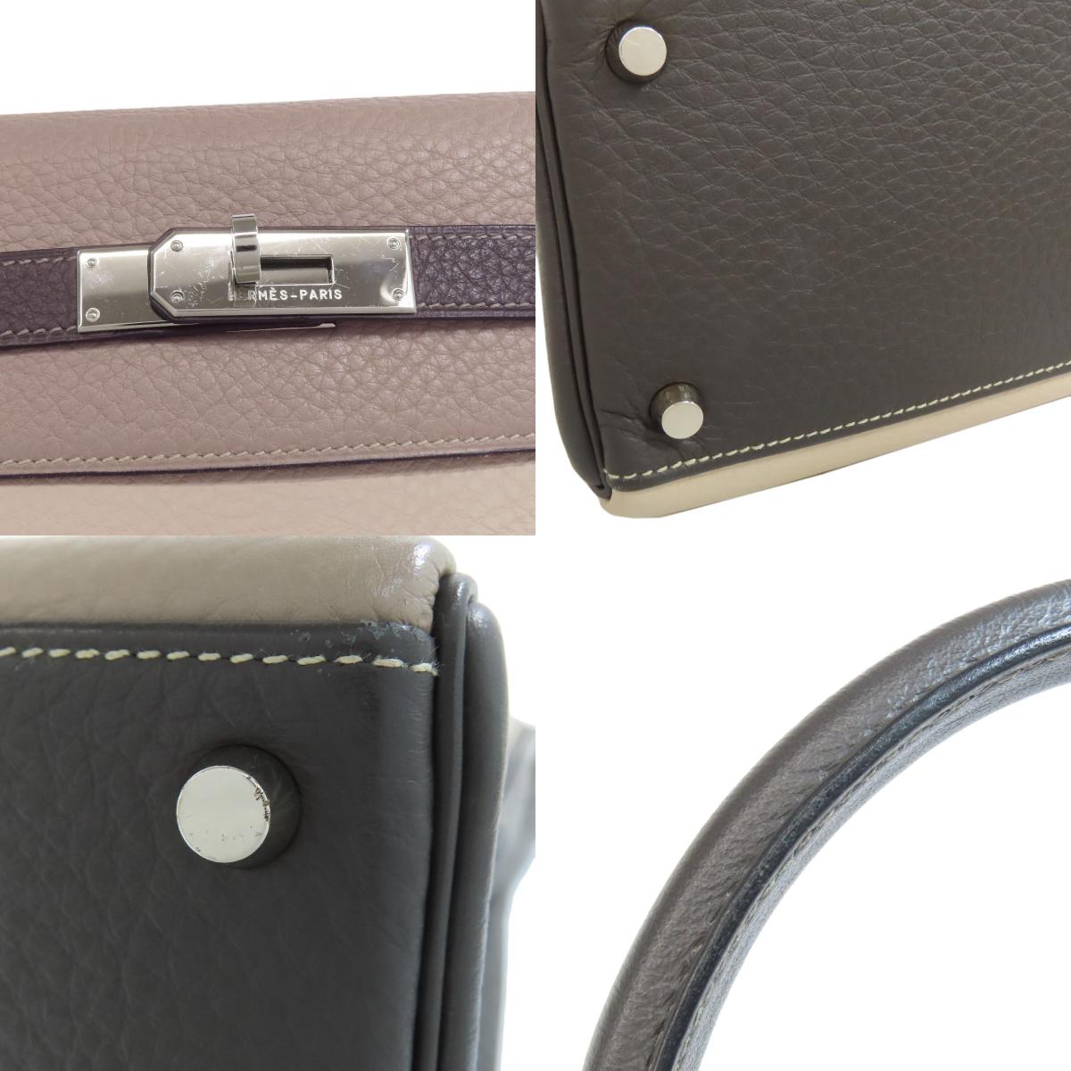 HERMES エルメス ケリー32 内縫い トリコロール シルバー金具 ハンドバッグ トリヨン レディース 中古