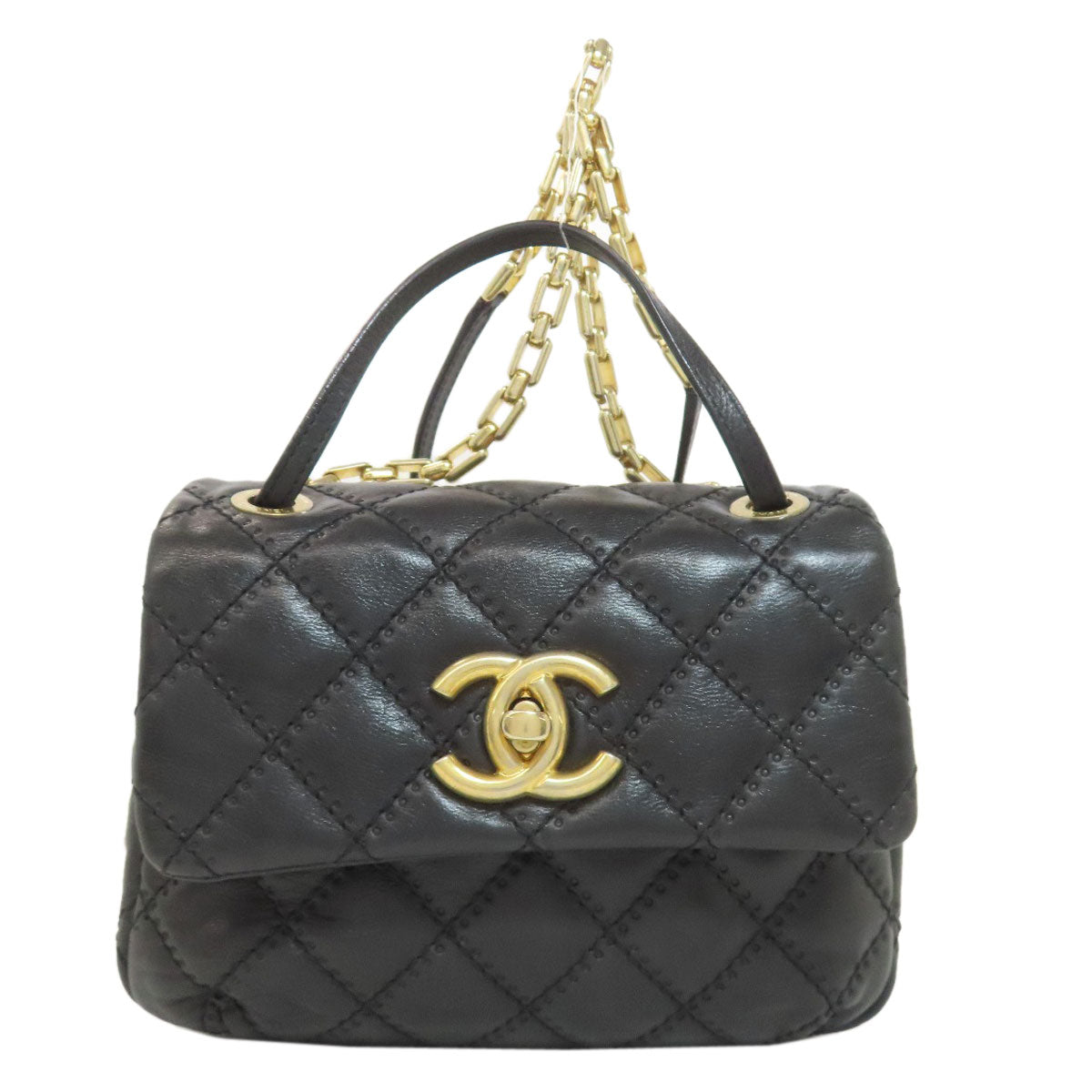 CHANEL シャネル マトラッセ 2WAY ゴールド金具 ハンドバッグ カーフ レディース 中古