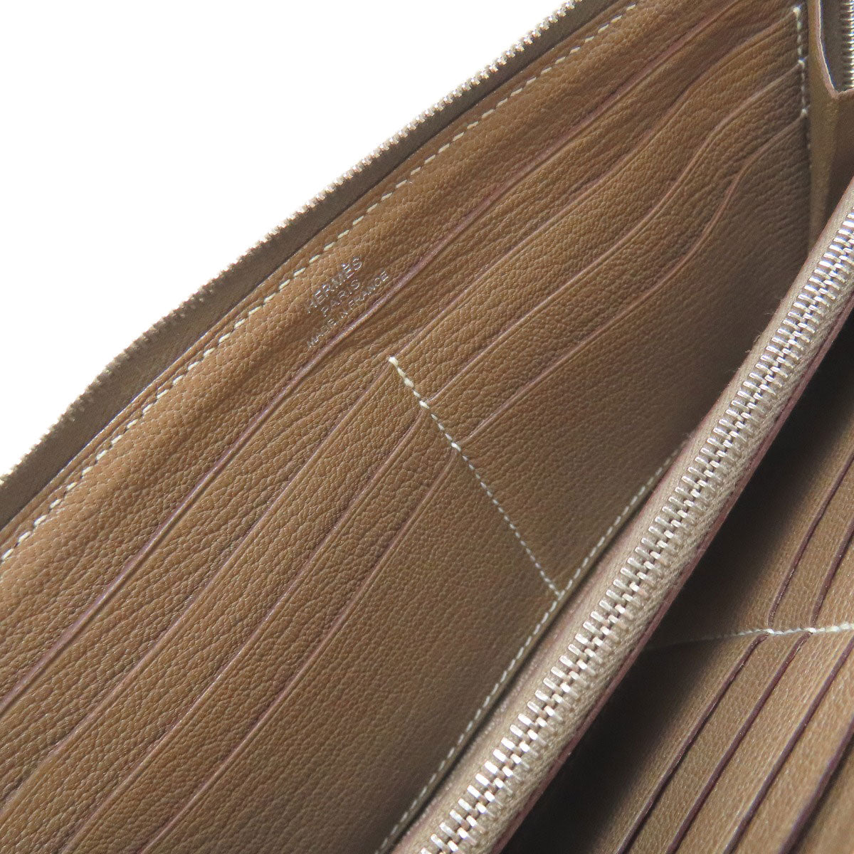 HERMES エルメス アザップ クラシック エトープ シルバー金具 長財布（小銭入れあり） カーフ レディース 中古