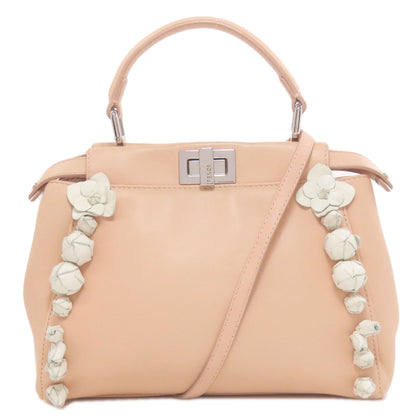 FENDI フェンディ ピーカブーミニ フラワー 2WAY ハンドバッグ カーフ レディース 中古
